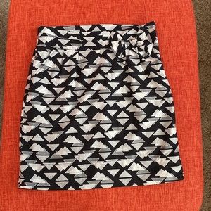 Tulle Anthropologie Black Abstract Geometric Silk Skirt